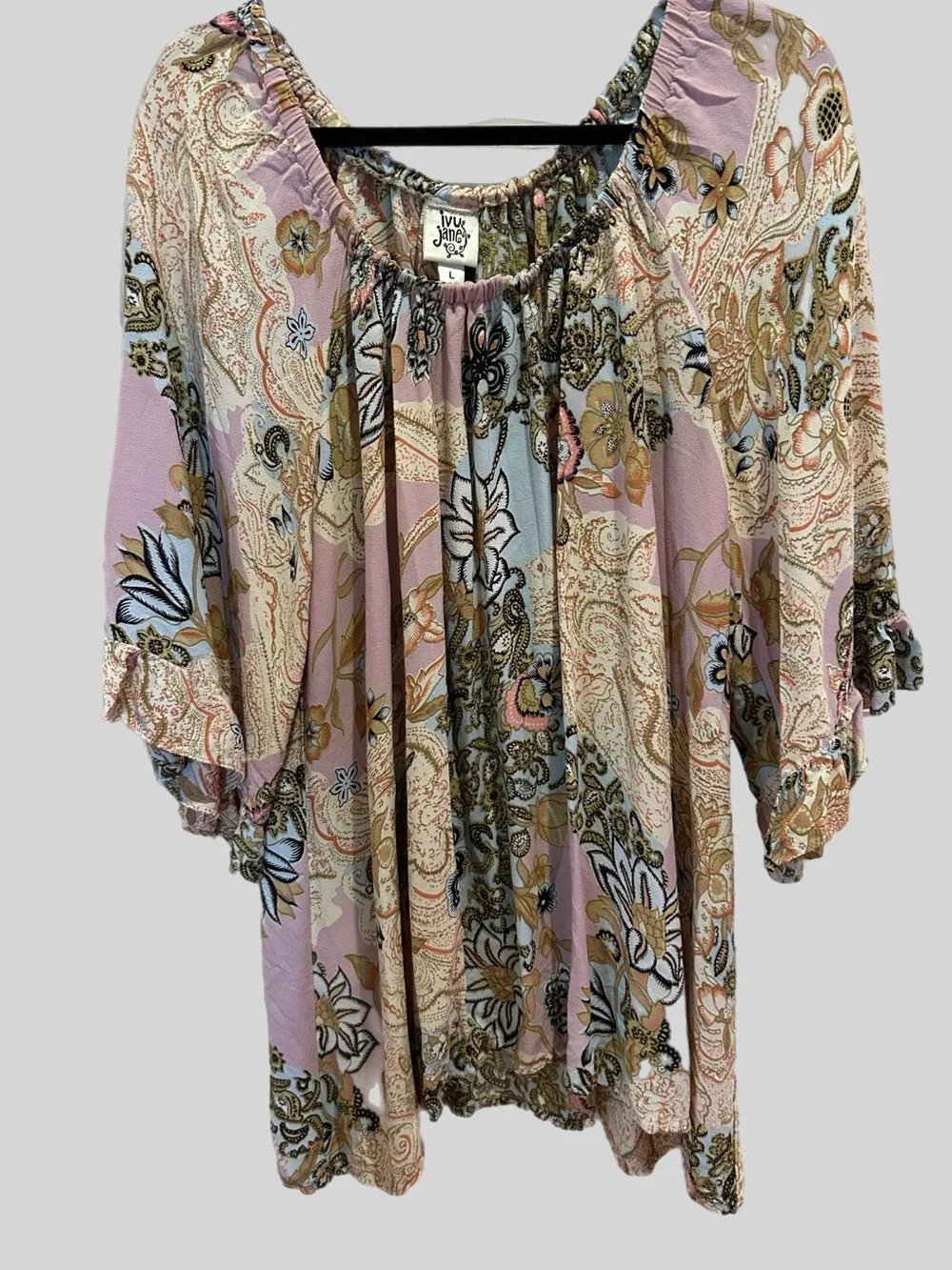 Ivy Jane floral tunic top with ruffle sleeves